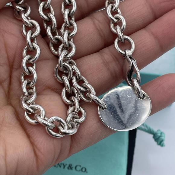 Tiffany & Co Return to Tiffany Oval Tag Sterling Silver 15" Choker Necklace - Picture 5 of 9